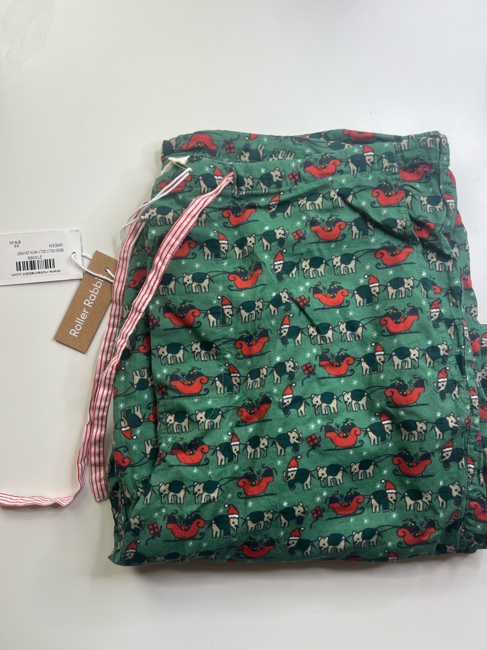 Roller Rabbit Mens XS Holiday Print Pajama Bottoms (Holly Jolly Hathi Jon Pant)